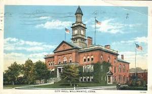 Postal del Ayuntamiento Willimantic Connecticut 1924 - Imagen 1 de 2