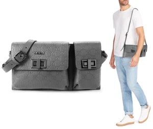 Valentino by Mario Valentino Paul Men's Leather Crossbody Shoulder Bag Charcoal - Picture 1 of 6