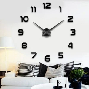 Wanduhr Groß A142 Rießen 3D Wand Uhr Kleben Wandtattoo XL XXL Analog 80 - 120 cm - Bild 1 von 6
