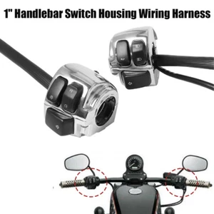 Arnés de cableado de carcasa de interruptor de manillar cromado de 1"" para Harley Softail 1996-2012 - Imagen 1 de 11