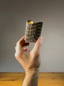 1970 POT BAMBOU ART-DECO SHABBY-CHIC BRONZE METAL ARGENTE Adnet Jansen Pergay  - Imagen 1 de 12