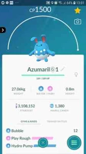 Azumarill ( Maxed Out To Level 40 ) ( Two Charged Moves ) Pokemon Trade Go - Picture 1 of 2