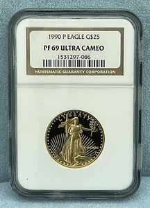 1990-P Proof 1/2 oz Gold American Eagle PF 69 ULTRA CAMEO - NGC - Picture 1 of 4