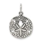 925 Sterling Silver Fine Jewelry Antiqued Sand Dollar Necklace Charm Pendant