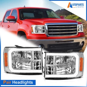 For 2007-2013 GMC Sierra 1500 2500HD 3500HD Left & Right Headlight W/ LEDDRL Set - Picture 1 of 15