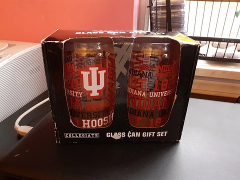 Indiana Hoosiers Glass Can Gift Set Drinking Glasses Cover