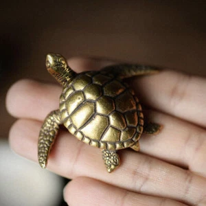 Massives Kupfer Langlebigkeit Schildkröte Schmuck Vintage Handarbeit Bronze Modell Figuren - Bild 1 von 4