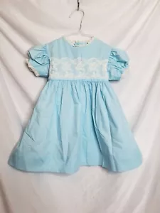 Vintage Cinderella Retro Easter Dress Blue White Lace Toddler Size 5 - Picture 1 of 5