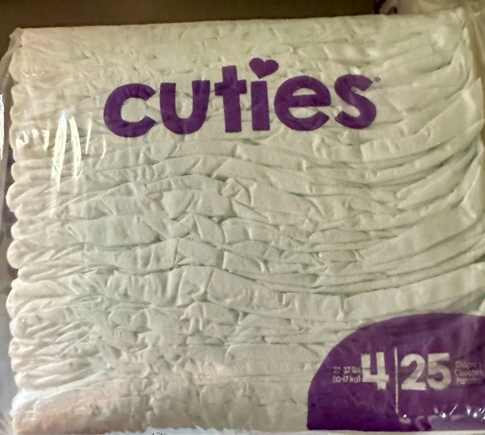 Pañales para bebé Cuties talla 4 25 cuentas pañales por bolsa nuevos sin abrir UNISEX Foto 1 de 1