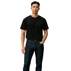 Gustin Size 30 X 28 Blue Dark Wash Raw Button Fly Selvedge Slim Leg Jeans - Picture 1 of 10