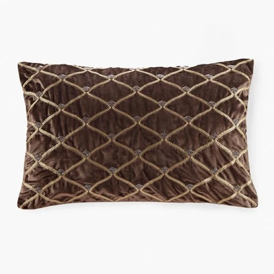 Almohada Decorativa, Lujosa Funda Extraíble de Terciopelo Embellecida a Mano, 100% Blanco Go... Foto 1 de 4