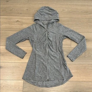 ATHLETA Heathered Gray Vitamin Sea Full-Zip Long Sleeve Hooded Jacket Size M - Picture 1 of 14