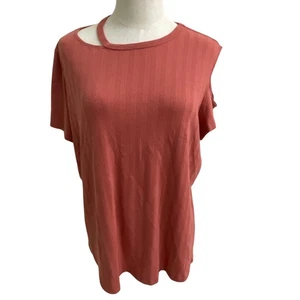 Status by Chenault Womens XL Top Coral Cut Out Shoulder Short Sleeve - Picture 1 of 6
