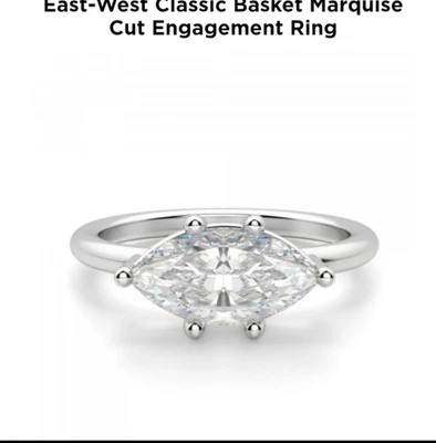 Anel solitário de diamante criado em laboratório corte marquesa leste oeste 2,11 ct - Imagem 1 de 4