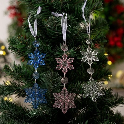 4pcs Acrylic Christmas Snowflake Icicle Pendants  Winter Party Home Decor - Image 1 of 4