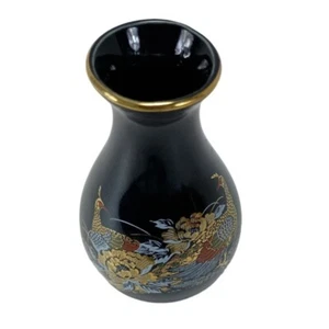 Japanese Style Pheasant miniature Vase W/Gold Rim Vintage - Picture 1 of 7