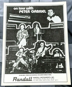 PETER GABRIEL ON TOUR / 1979 RANDALL INSTRUMENTS MAGAZINE PRINT ADVERTISEMENT - Picture 1 of 1