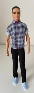 Barbie Fashionistas 12" Ken Doll in Black pant, plaid shirt & blue shoes - Picture 1 of 12