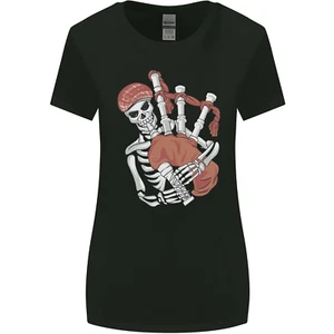 A Skeleton Playing the Bagpipes Womens Wider Cut T-Shirt - Picture 1 of 49