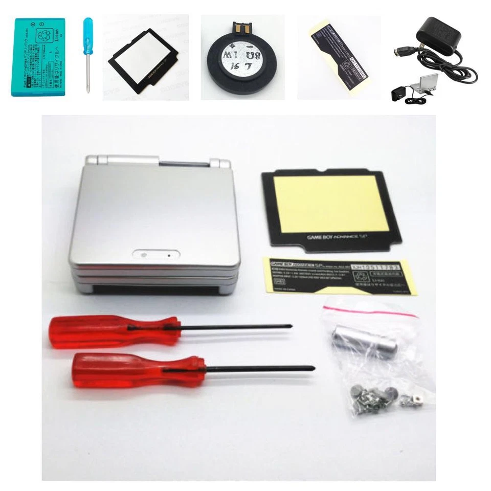 NEW GBA SP Game Boy Advance SP Replacement Housing Shell Screen Lens Silver USA! - Image 1 of 1