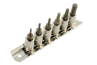 Short Stubby Small 1/4 Drive Hex Allen Key Socket Bit Set 1.5-6mm on Rail LL - Image 1 of 4