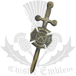 Fuego Departament Broche de Kilt Antiguo Acabado / Celta / Dept 10.2cm - Imagen 1 de 3