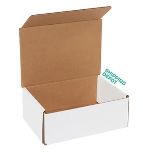 50 PACK 8 x 6 x 3" White Corrugated Mailing Shipping Boxes 32B Folding Mailers - Picture 1 of 4
