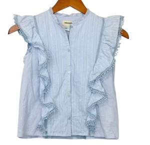 Zadig Voltaire Gisele Girl's Top Size 10 Light Blue Prairie Light Blue Ruffle - Picture 1 of 8