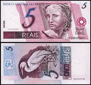 Brazil 5 Reais ND 1997, UNC, P-244Aj - Picture 1 of 3