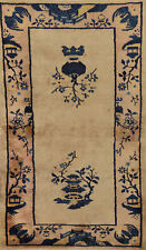 Vegetable Dye Art Deco Chinese Semi-Antique Rug 3x6 Wool Hand-made Oriental Rug