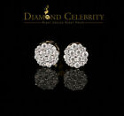 925 Yellow Silver Aretes Para Hombre 0.87Ct Cubic Zirconia Round Women's Earring