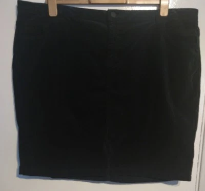 Monsoon Katya Navy Velvet Stretch Knee Length Skirt Uk 22 Bnwt Black  - Image 1 of 4