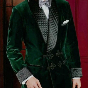 Green Men's Smoking Jackets Elegant Luxury Stylish Designer Wedding Party Blazer - Picture 1 of 8