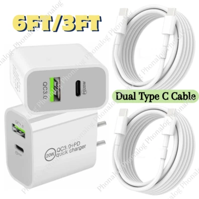 For Android Samsung Type C Cable QC 3.0 PD 20W Fast Charger Power Adapter Block - Image 1 of 4