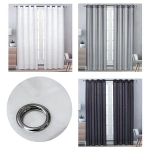 Par de cortinas transparentes para ojales de color liso 137 x 213 cm - Imagen 1 de 5