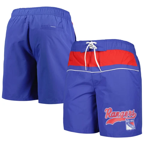 Men's Starter Blue New York Rangers Freestyle Volley Swim Shorts Cover