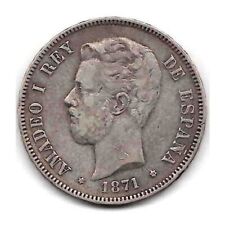 Moneda Plata España 1871*75 5 pesetas Amadeo I