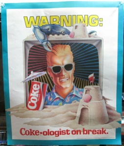 ORIGINAL '87 Coca~Cola MAX HEADROOM "WARNING: COKE-ologist on break" - Picture 1 of 7