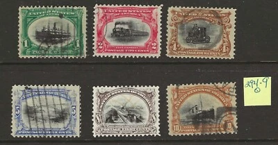 US Scott #294-299 USED F/VF, Estate stamps, PanAM Complete Set as shown! 5 - Image 1 of 2
