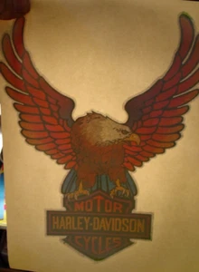 HARLEY DAVIDSON EAGLE VINTAGE 1970's MOTORCYCLE IRON ON TRANSFER NICE B-20 - Picture 1 of 2
