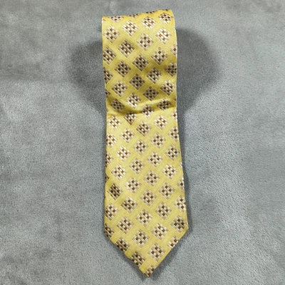 Canali 领带黄色丝绸意大利制造几何图案 56.5x3.75 豪华 — 第 1/4 张图片