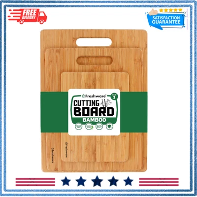 Bamboo Cutting Boards for Kitchen [Set of 3] for Chopping Meat, Vegetables,... - Image 1 of 4