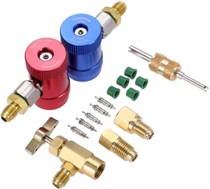 18 in 1 Set R1234YF High Low Side Quick Coupler Kit Can Tap Adapter Gaskets - Foto 1 di 7