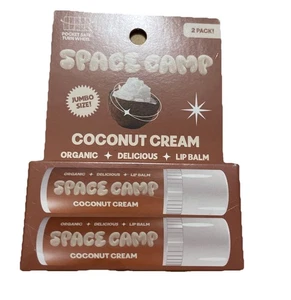 Balsamo labbra Space Camp Jumbo ~ crema al cocco ~ biologico ~ delizioso ~ confezione da 2 ~ nuovo - Foto 1 di 4