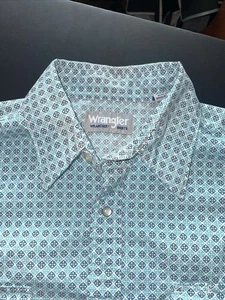 Wrangler Wrancher Pearl Snap Langarm Aqua Geo Modern Medium Shirt - Bild 1 von 15