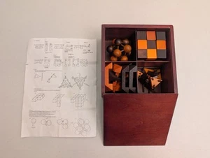 Four Geometric 3-D Wood Puzzles Boxed Science Math Learning Skills - Picture 1 of 9