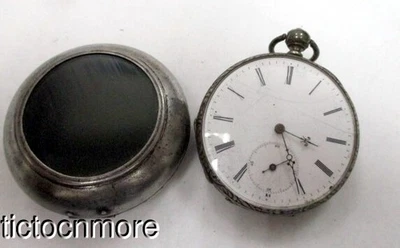 ANTIQUE BAUME GENEVE CHRONOMETER KEY WIND POCKET WATCH .800 SILVER & PAIR CASE - Image 1 of 4