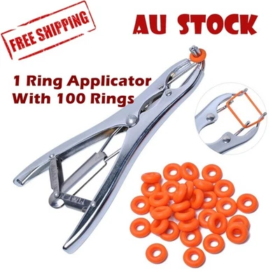 Castration Applicator Pliers with 100 Rubber Marking Rings for Sheep Goat Tail - image 1 of 4