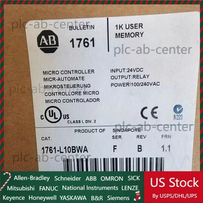 NEW Sealed AB 1761-L10BWA MICROLOGIX 1000 Controller AB 1761L10BWA US Free Tax - Image 1 of 4