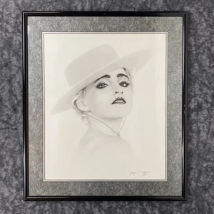 1987 GARY SADERUP PENCIL SIGNED PRINT OF MADONNA IN BOLERO HAT ORIGINAL ARTWORK - Picture 1 of 9